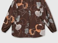 Блузка свободного силуэта с абстрактным принтом