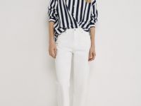 Прямые укороченные джинсы, Белый