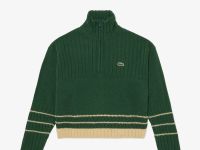 Женский короткий свитер Lacoste на молнии с длинным рукавом