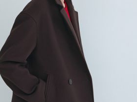 Короткое двубортное пальто, Коричневый