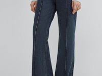 Джинсы клёш с высокой посадкой, Синий