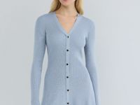 Вязаное платье мини, Голубой