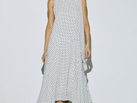 Шифоновое платье в горох, Белый