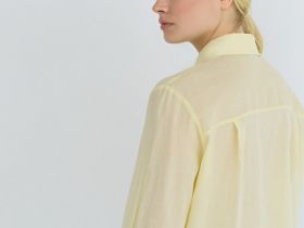 Полупрозрачная рубашка из хлопка и рами, Желтый