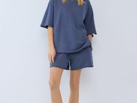 Шорты из футера с эффектом стирки, Синий