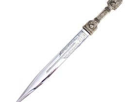 Сувенирный кавказский кинжал K-03, мельхиор