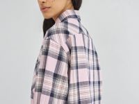 Рубашка в клетку из хлопка, Розовый