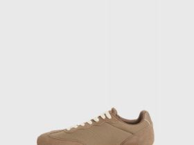 Комбинированные кроссовки из натуральной замши, Бежевый