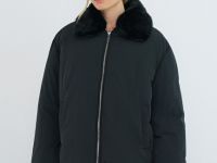 Утеплённая куртка с меховым воротником, Черный