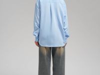 Рубашка объемного кроя в полоску