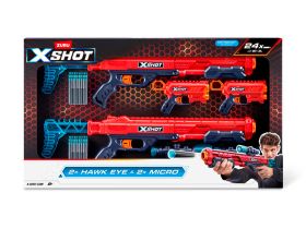 36734 Игровой набор ZURU X-Shot EXCEL: Комбо (бластеры 2х Хоукай + 2х Микро v2,0, 24 снаряда)