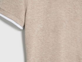 Футболка с контрастной окантовкой, Бежевый