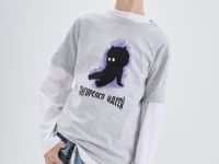 Серая футболка оверсайз с принтом Глория Джинс