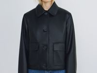 Короткая куртка из искусственной кожи, Черный