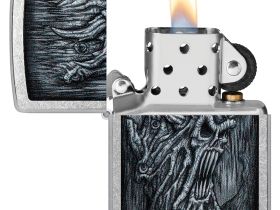 Зажигалка ZIPPO Evil Tree с покрытием Street Chrome, латунь/сталь, серебристая, 38x13x57 мм