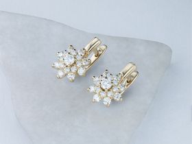 Серьги из желтого золота с бриллиантами э0301сг09160400