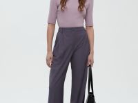 Джемпер с коротким рукавом и воротником-стойкой