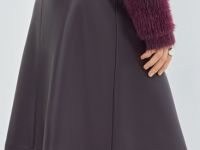 Юбка А-силуэта из искусственной кожи, Фиолетовый