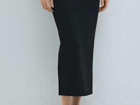 Юбка миди прямого кроя, Черный