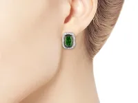 Серьги из белого золота с хромдиопсидами э4754сг12200401