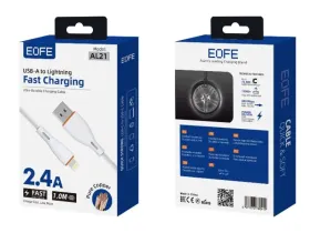 Кабель Eofe USB/Lightning 2.4A 100см (белый) (AL21)