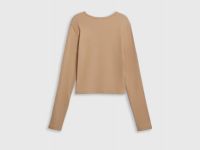 Лонгслив в рубчик для девочек, Бежевый