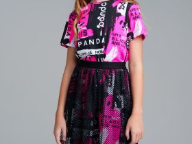 Комплект трикотажный для девочек: платье, юбка