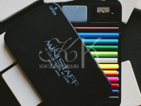 Набор мини-карандаши цветные Talent Toys 12 шт в пенале черном