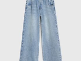 Широкие джинсы Wide leg для девочек, Голубой