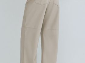 Прямые брюки из искусственной кожи, Бежевый