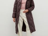 Стеганое пуховое пальто с капюшоном