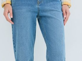 Джинсы Mom с высокой посадкой, Голубой