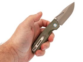 Складной нож Remette Rhino, сталь Sandvik 14C28N, рукоять микарта, зеленый