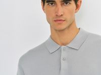 Вязаный джемпер-поло с длинным рукавом, Серый