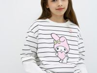 Лонгслив с принтом для девочек, Белый