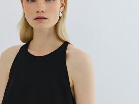 Платье мини с декором из перьев, Черный