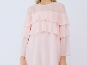 Платье мини А-силуэта с воланами, Оранжевый