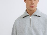 Свитшот с воротником-стойкой на молнии, Серый