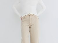 Джинсы Barrel с высокой посадкой, Бежевый