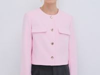 Однобортный укороченный жакет, Розовый
