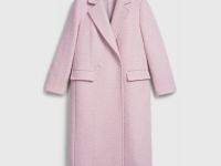 Длинное двубортное пальто из шерсти, Розовый