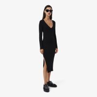 Длинное бесшовное платье Lacoste с боковым вырезом и длинным рукавом