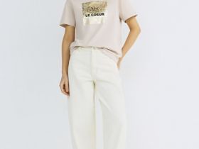 Футболка с принтом, Бежевый