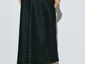 Сатиновая юбка миди А-силуэта, Серый