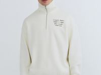 Толстовка с воротником-стойкой на молнии, Белый