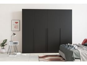 Распашной шкаф Кимбол 4-240x210 Черный с зеркалом