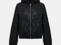 Кожаная куртка-худи с капюшоном