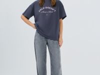 Футболка оверсайз с принтом, Серый