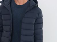 Лёгкая утеплённая куртка с капюшоном, Синий