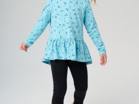 Комплект трикотажный для девочек: фуфайка (футболка с длинными рукавами), брюки (легинсы)